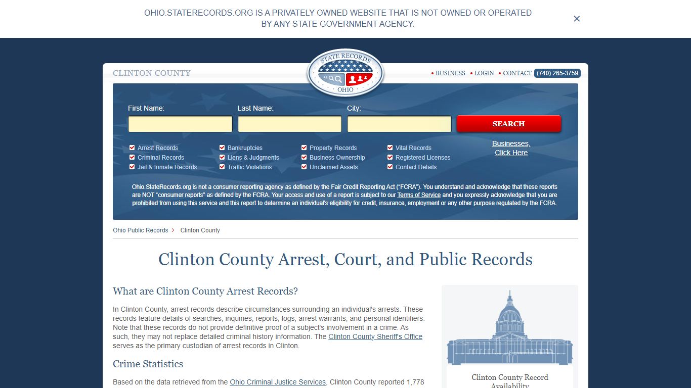 Clinton County Arrest, Court, and Public Records