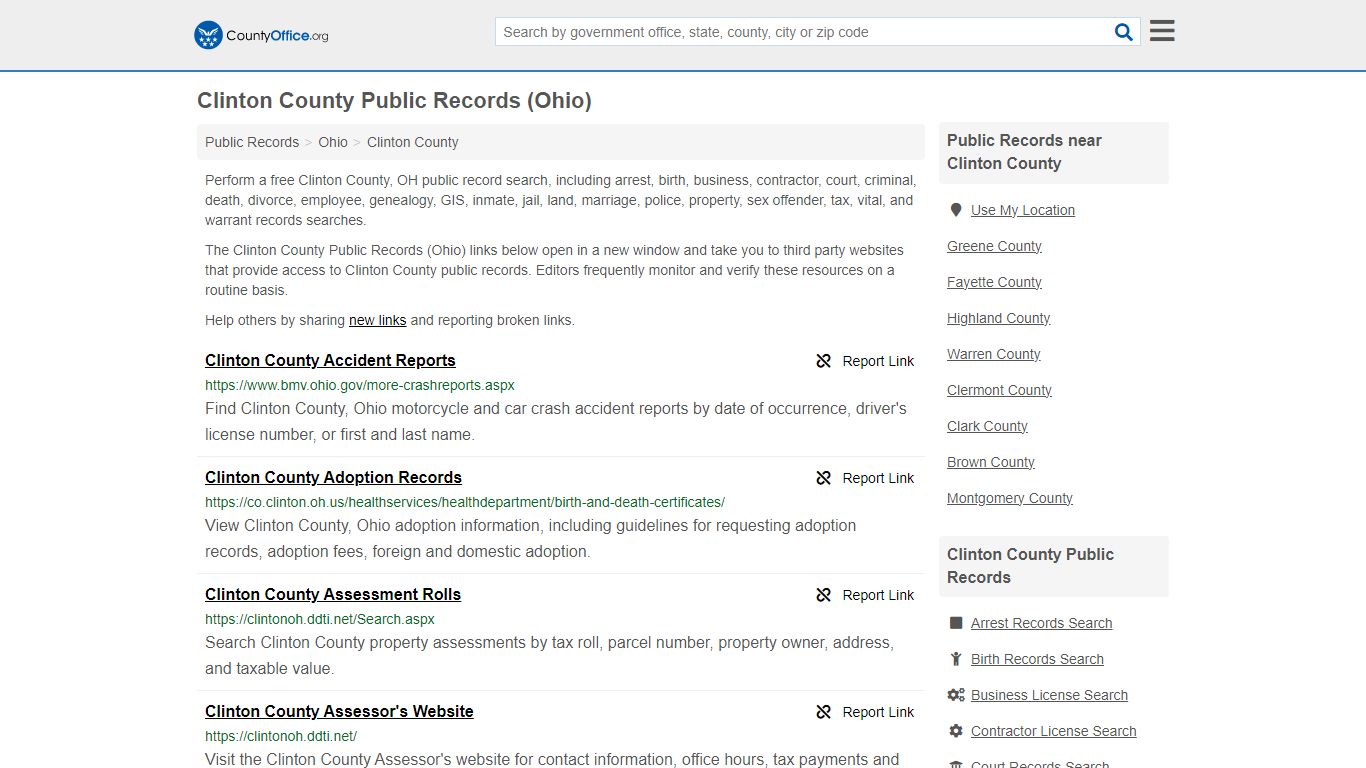 Public Records - Clinton County, OH (Business, Criminal, GIS, Property ...